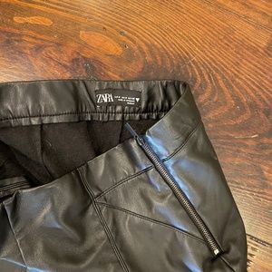Zara faux leather pants with zip detail